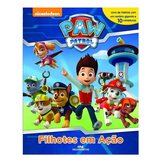 Livro Patrulha Canina + 10 Miniaturas + Cenário Gigante