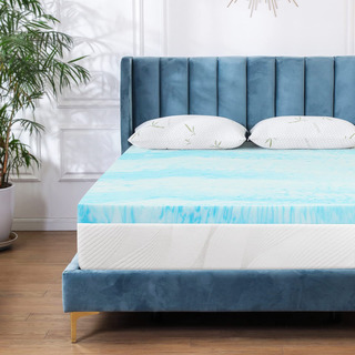 Cubrecolchón Viscoelástico Azul Claro Para Cama Individual Cubrecolchón Viscoelástico Azul Claro Para Cama Individual