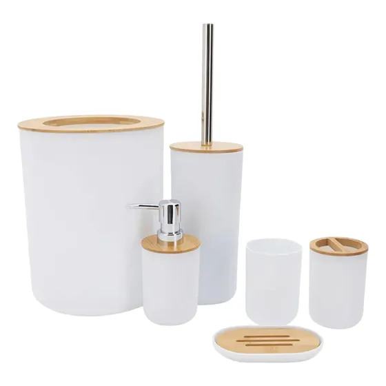 Set De Baño Juego De Accesorios Para Baño 6 Piezas Completo Color Blanco Ug