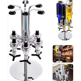Porta Bebida Giratório 6 Garrafas Dispenser Dosador Inox Prateado