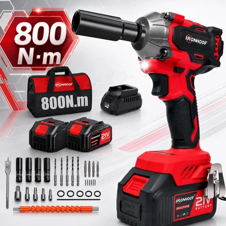 Chave De Impacto Potente 800n Portátil 2 Bateria Brushless