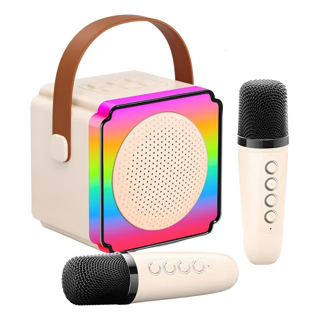 Parlante Portátil Led Rgb Bluetooth Karaoke 2 Micrófonos