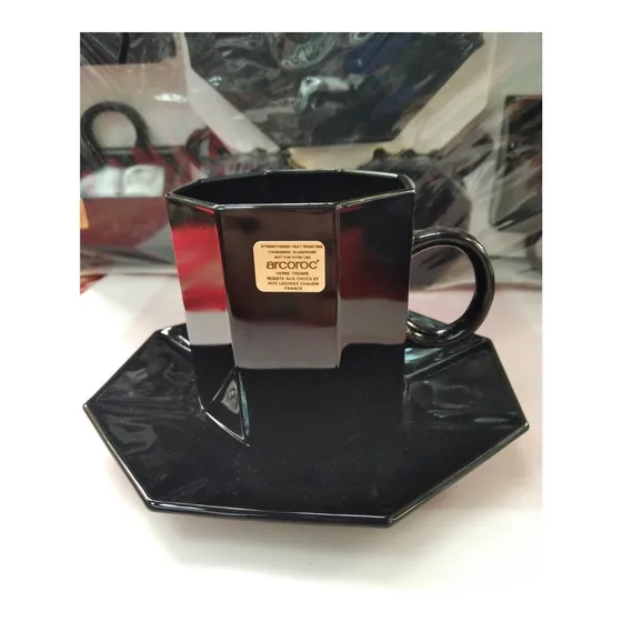 Tazas Negras Octagonales Grandes Luminarc Arcoroc France