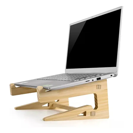 Soporte Portatil Madera Plegable Para Notebook Tablet Color Beige