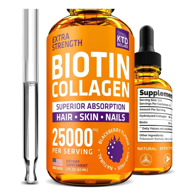 Biotina Y Colágeno De 25.000 Mg Para El Cabello, Uñas, Piel Sabor Natural