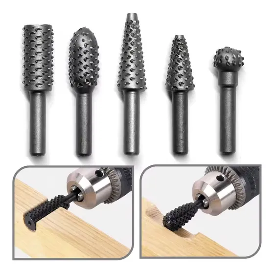 Fresas Escofinas X5 Piezas Rotativas P/ Taladro Para Madera