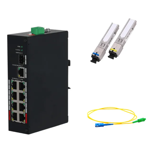 Switch Poe 8 Puertos Rj45 Y Puerto Sfp + Par De Transceptor