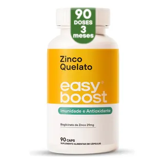 Zinco Quelato Easy Boost Bisglicinato 100% 29mg 90 Capsulas Sabor Neutro Zinco Quelato Easy Boost Bisglicinato 100% 29mg 90 Capsulas Sabor Neutro
