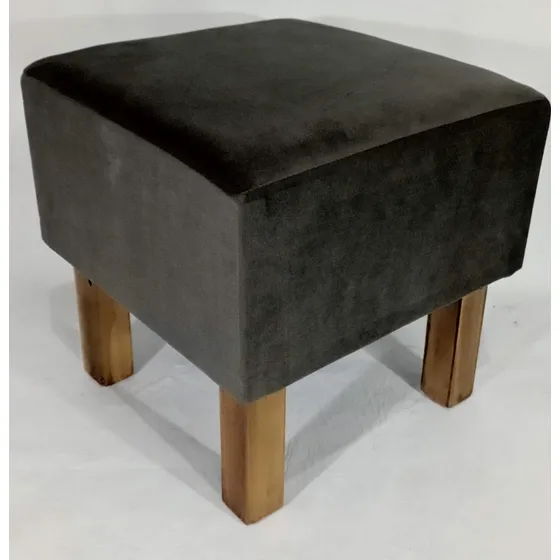 Puff Cubo Banquito Reforzado 40x40 Tela Pana Patas Madera
