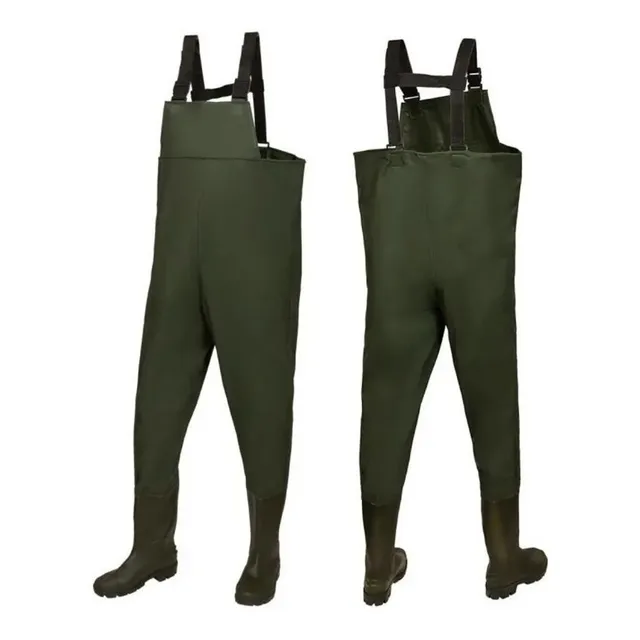 Wader Traje Pesca Pvc Reforzado Ajuste Tiradores Con Botas