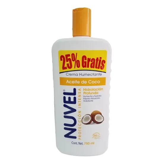 Crema Humectante Nuvel Aceite De Coco Pack C 3 Pz D 750 Ml