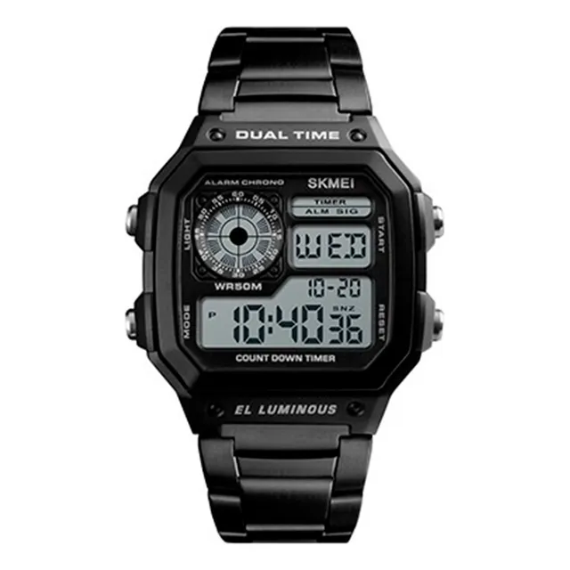 Skmei - Reloj 1335bk Digital Para Unisex Correa Negro Bisel Negro Fondo Gris