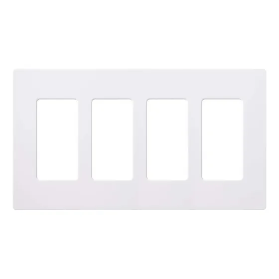Placa De Pared 4 Espacios, Para Atenuador Lutron Cw4 Color Blanco