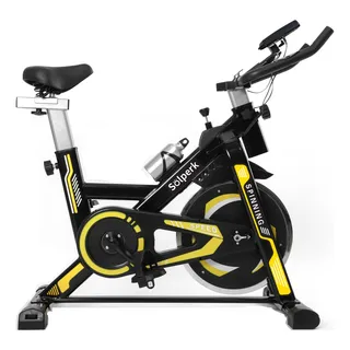 Bicicleta Spinning Com Roda De Inércia De 8kg Preto Amarelo Bicicleta Spinning Com Roda De Inércia De 8kg Preto Amarelo