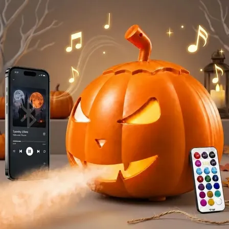 Maquina De Fumaça 800w 6 Leds Rgb Bluetooth Controles Festa Laranja