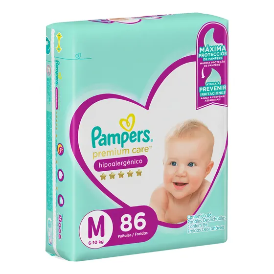 Pañales Pampers Premium Care sin género M en pack de 86 x 86 unidades