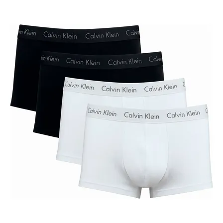 Kit Com 4 Cuecas Boxer Cotton Calvin Klein Original Branco/preto1 Liso M