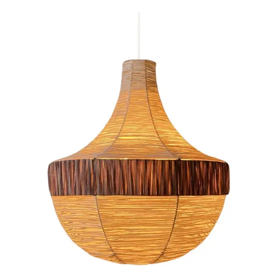 Luminaria Colgante Anfora En Fibra De Raffia Combinada