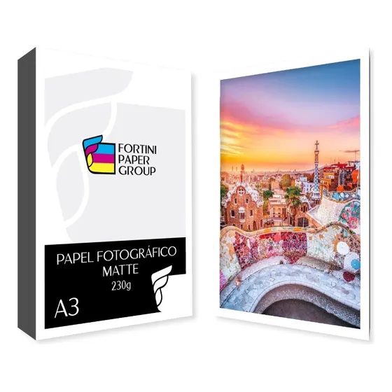 60 Folhas Papel Fotográfico Matte 230g A3 Fosco Premium Cor Branco