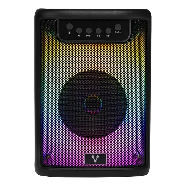 Bocina Karaoke Vorago KSP-205, Bluetooth 5.3, Iluminación RGB, TWS, USB, Micro SD, FM, Ranura para Micrófono, Portátil, 10W, Batería Recargable, Ideal para Fiestas, Karaoke y Reuniones