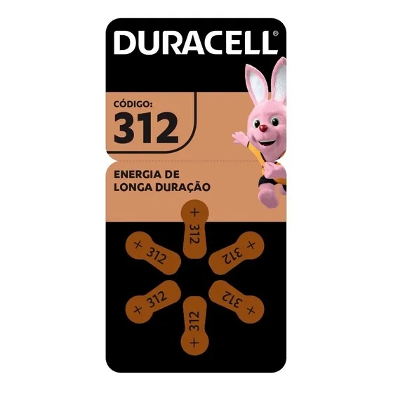 Pilha Auditiva Duracell Nº 312 Com 6 Unidades