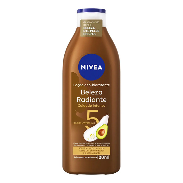 NIVEA Hidratante Desodorante Beleza Radiante Cuidado Intenso 400ml, Hidratação Profunda 48h, Brilho Natural, Corporal, Pele Seca e Extrasseca NIVEA Hidratante Desodorante Beleza Radiante Cuidado Intenso 400ml, Hidratação Profunda 48h, Brilho Natural, Corporal, Pele Seca e Extrasseca