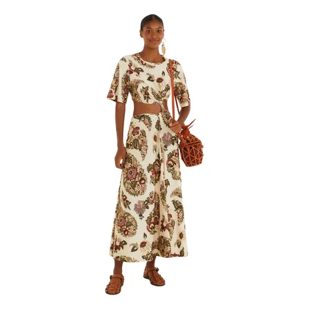 Vestido Midi Farm Rio Torção Floral Banana