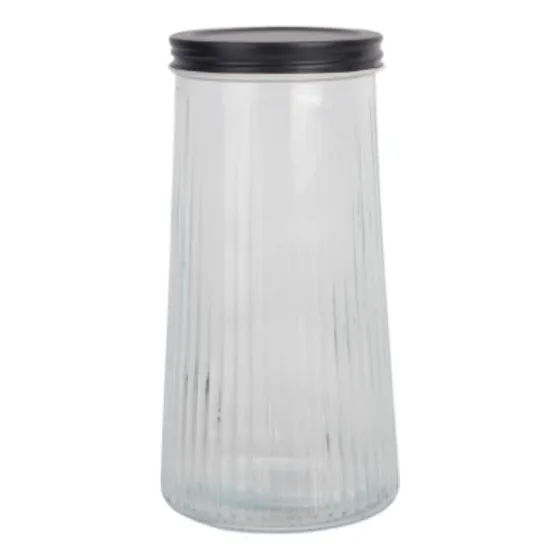 Frasco Vidrio Organizador Alacena Conico Tapa Acero 1,3lt