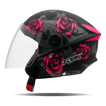 Capacete Aberto Feminino Pro Tork New Three Flowers Fosco Cor Pink Tamanho Do Capacete 58 Flor