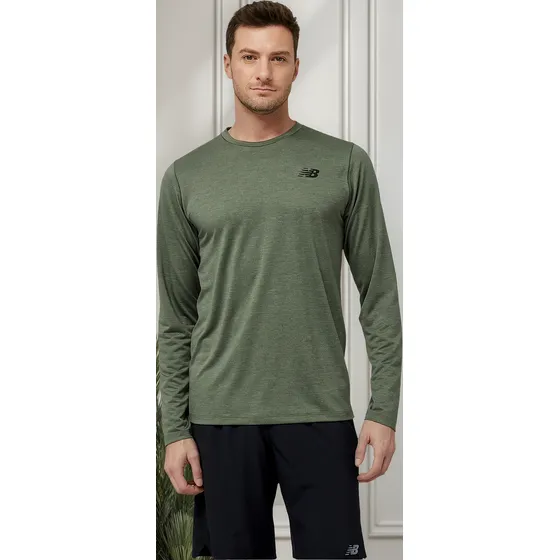 Remera New Balance De Hombre - Tenacity Sleevm - Mt31097do1