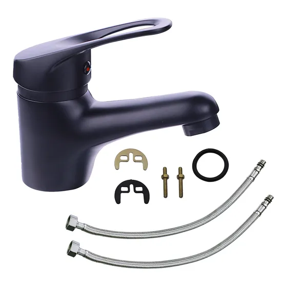 Griferia Lavatorio Baño Y Vanitory Canilla Monocomando Metal Negro Mate