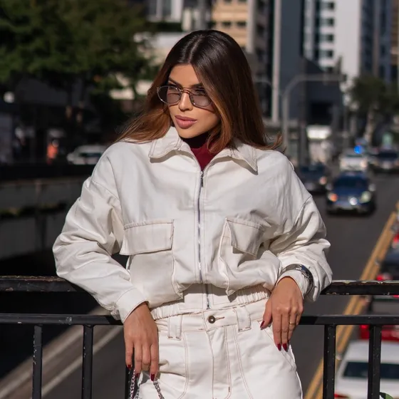 Jaqueta Bomber Feminina Oversized Jeans Moda Blusa Casaco