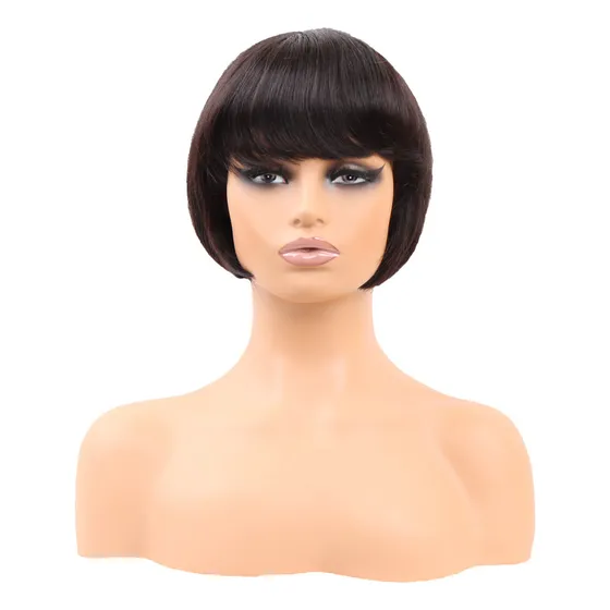2025 Perucas De Cabelo Humano Perucas Pixie Com Franja Cor