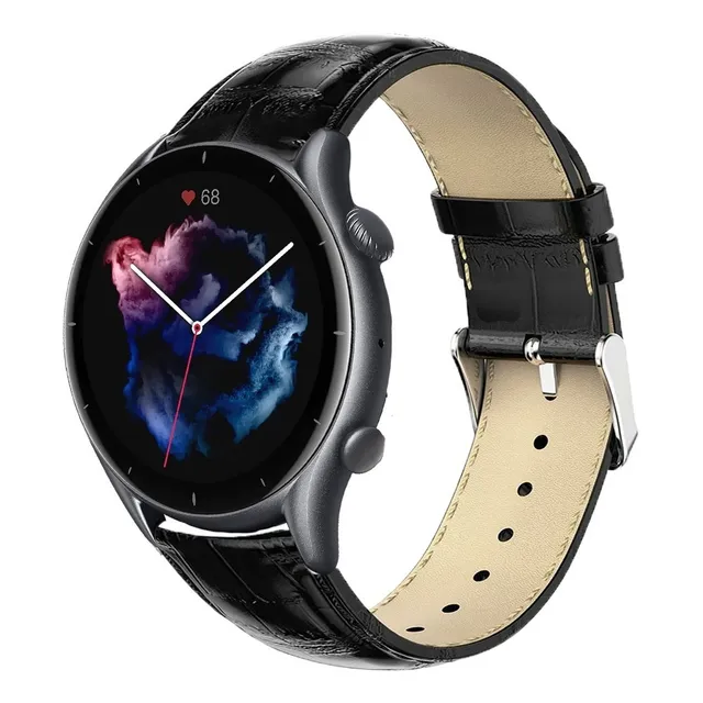 Correa De Piel De Lujo Crocodile Para Amazfit Gtr 3/ 3 Pro Black