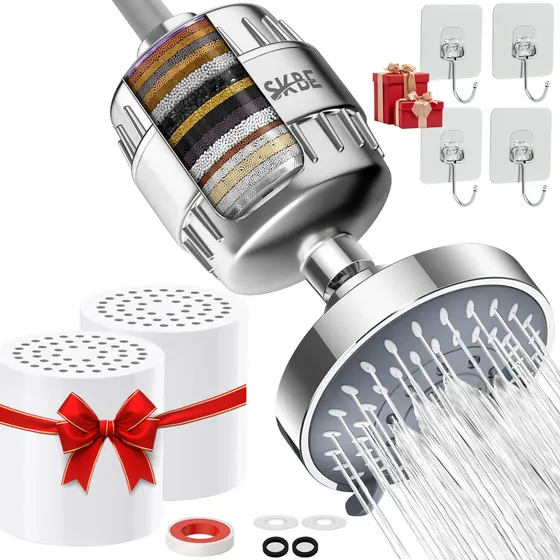 Skbe® Cabezal De Ducha Regadera Para Baño 5 Modo Alta Presión Con 2 Filtro Ducha Color Plateado