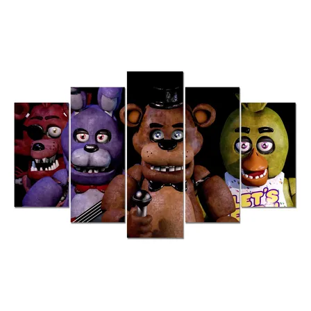 Cuadro Poster 5 Piezas 135 X 80 Cm - Five Nights At Freddy's