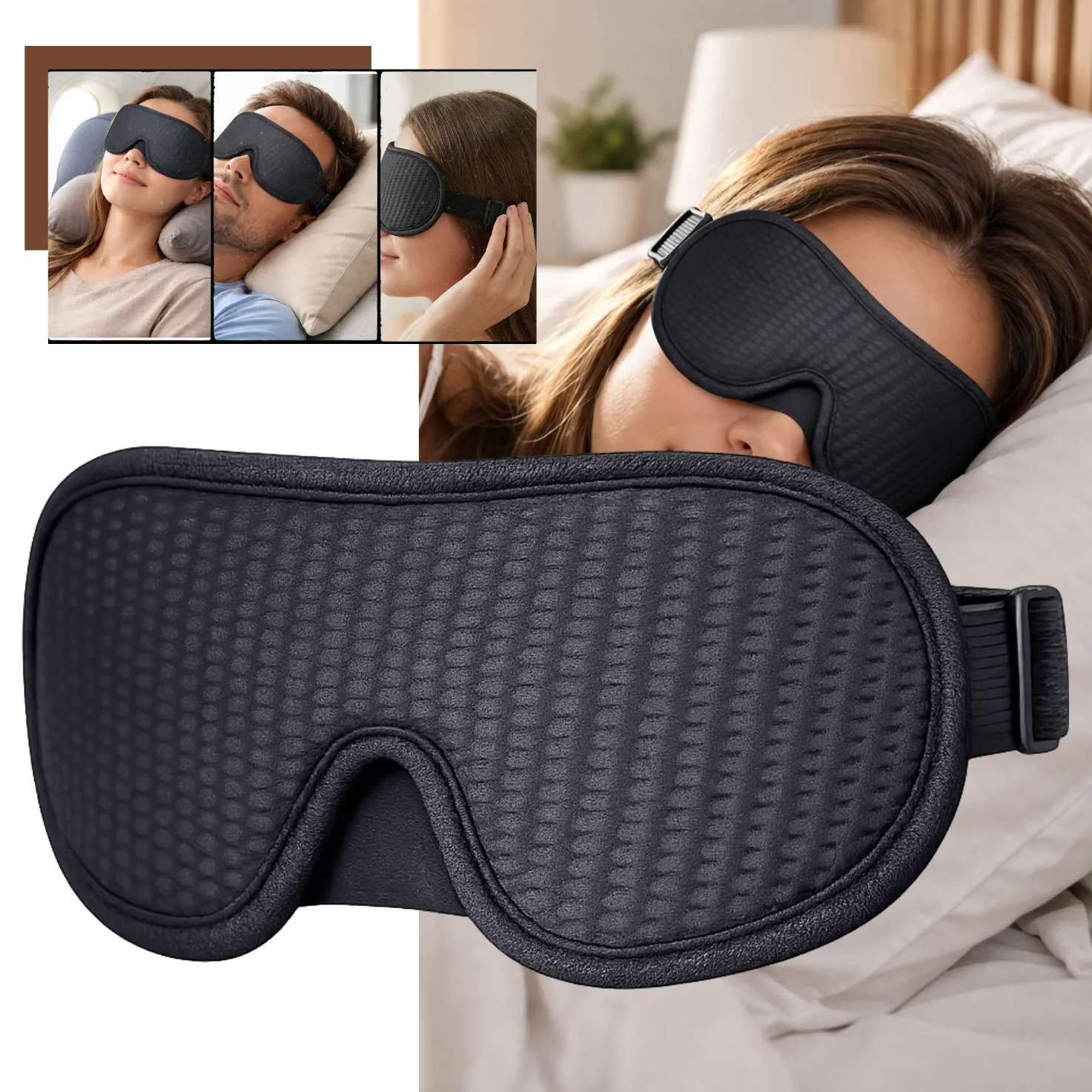 Mascara De Dormir Tapa Tampa Olho Confortavel 3d Blackout Preto