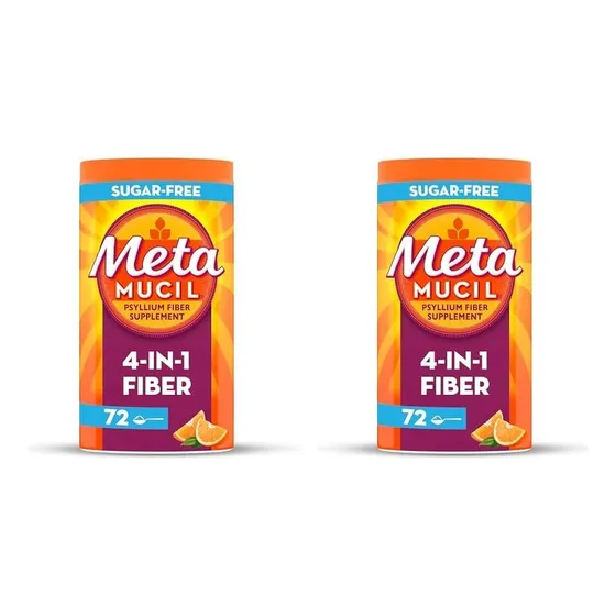 Fibra Metamucil, Polvo De Naranja 4 En 1 Sin Azúcar 72 (paqu
