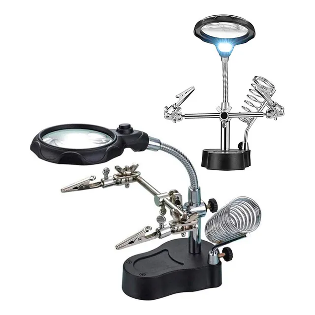 Lupa Con Luz Pinzas Base De Cautín Para Reparar Electronicos