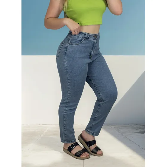 Jean Mom Celeste Licra Dama - Lou Jeans