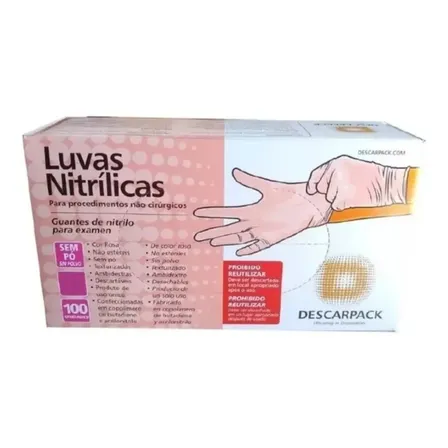 Luvas Descartáveis Antiderrapantes Descarpack Luva Nitrilica Cor Rosa Tamanho P De Nitrila X 100 Unidades