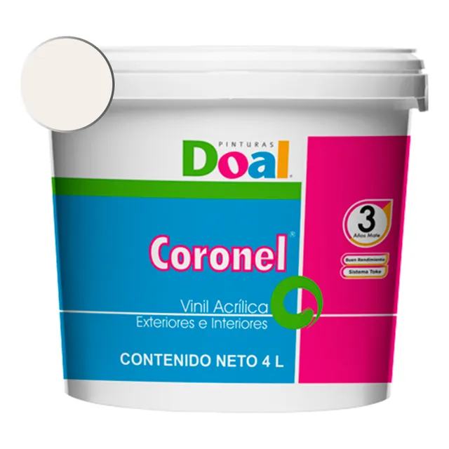 Galon Pintura Vinílica Lavable Doal Coronel Exteriores E Int Color Blanco Ostion