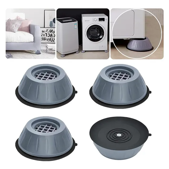 Almohadilla Base Soporte Para Muebles Lavadora Antivibracion Color 4 Piezas (Gris)