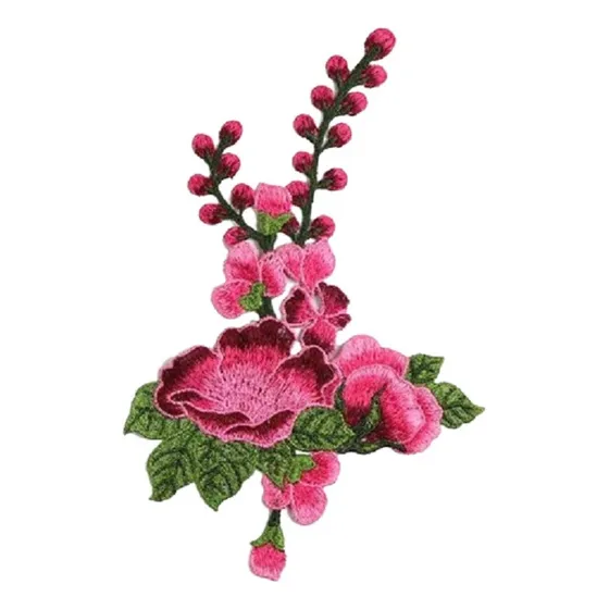 Aplique Para Ropa Bordado Flores Con Hojas  Y Pimpollos