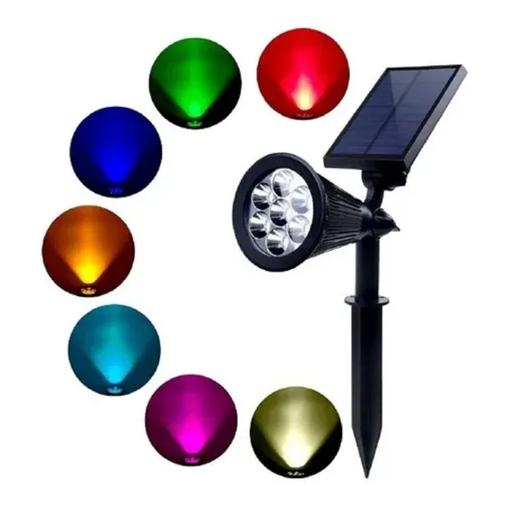 Foco Solar Jardín Exterior Luz Led De Varios Colores 2w Rgb