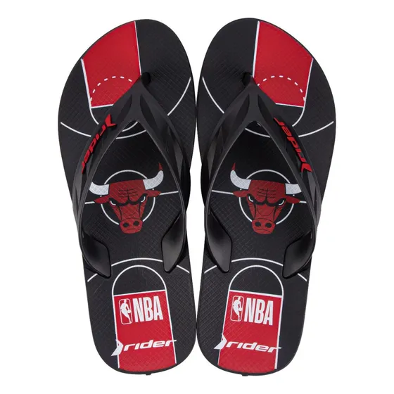 Sandalias Hombre Rider Nba Chicago Bulls Negro Rojo