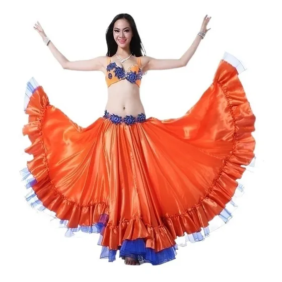 Falda Folklorica Medio Vuelo Medio Circular Danza Para Niña
