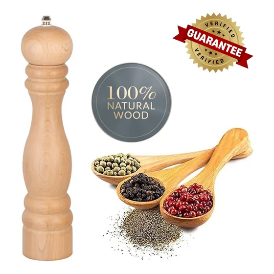 Molino 25,5cm Manual Para Pimienta Sal Marina Madera Roble