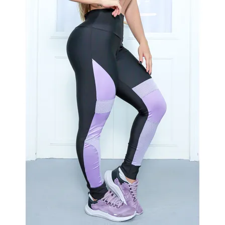 Calça Legging Feminina Fitness Punho Recortes Cirrê Oferta