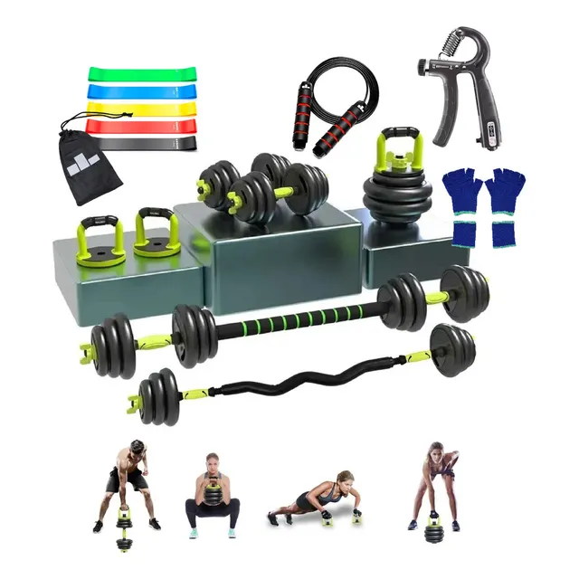 Kit Set De Mancuernas Ajustables Pesas Alta Calidad 20kg Gym Color Negro